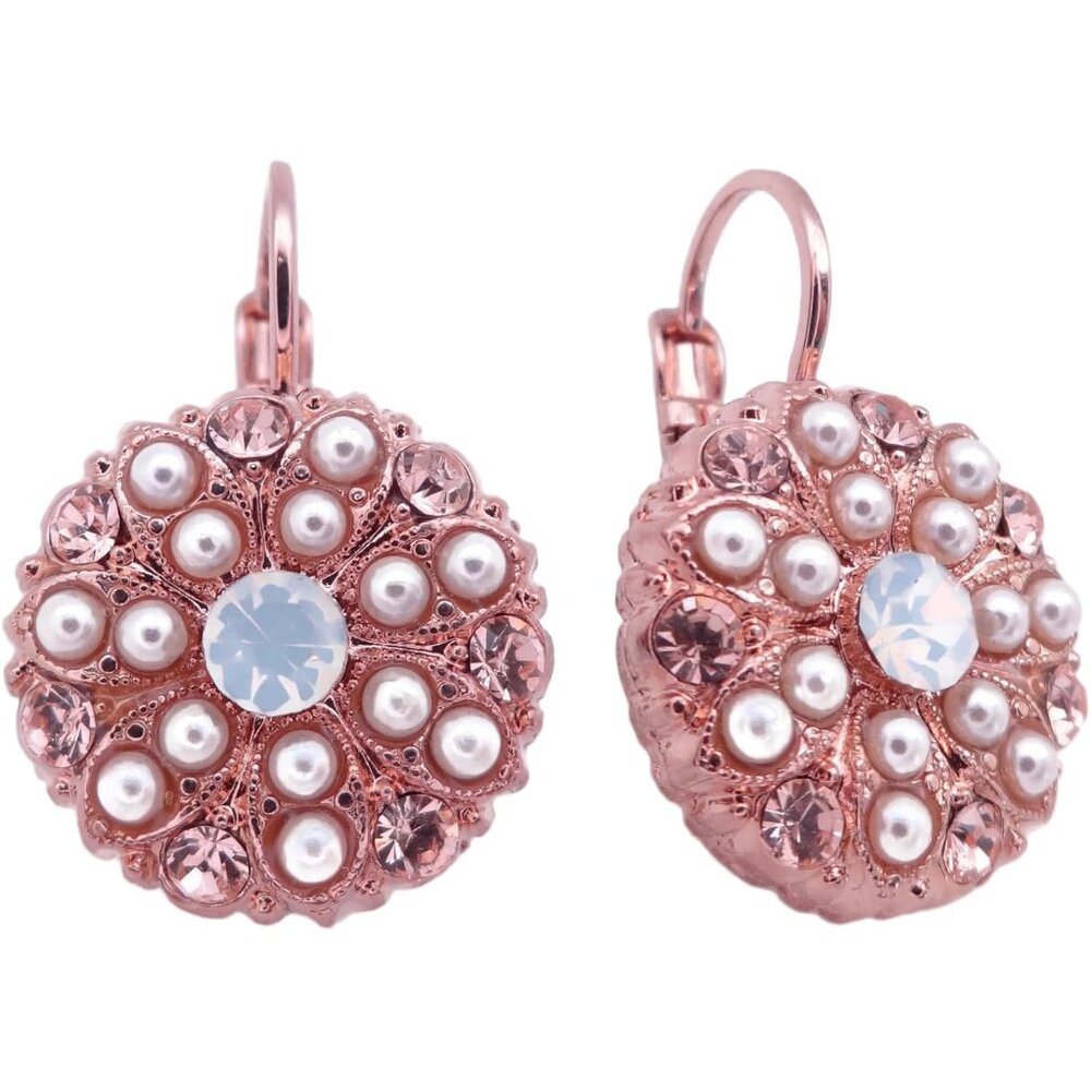 Mariana Cookie Dough Rose Gold Earrings in Peach & White Crystal Mix 1144 NWT